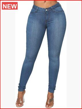 Stretch Denim Skinny Jeans with Butt Lift Design